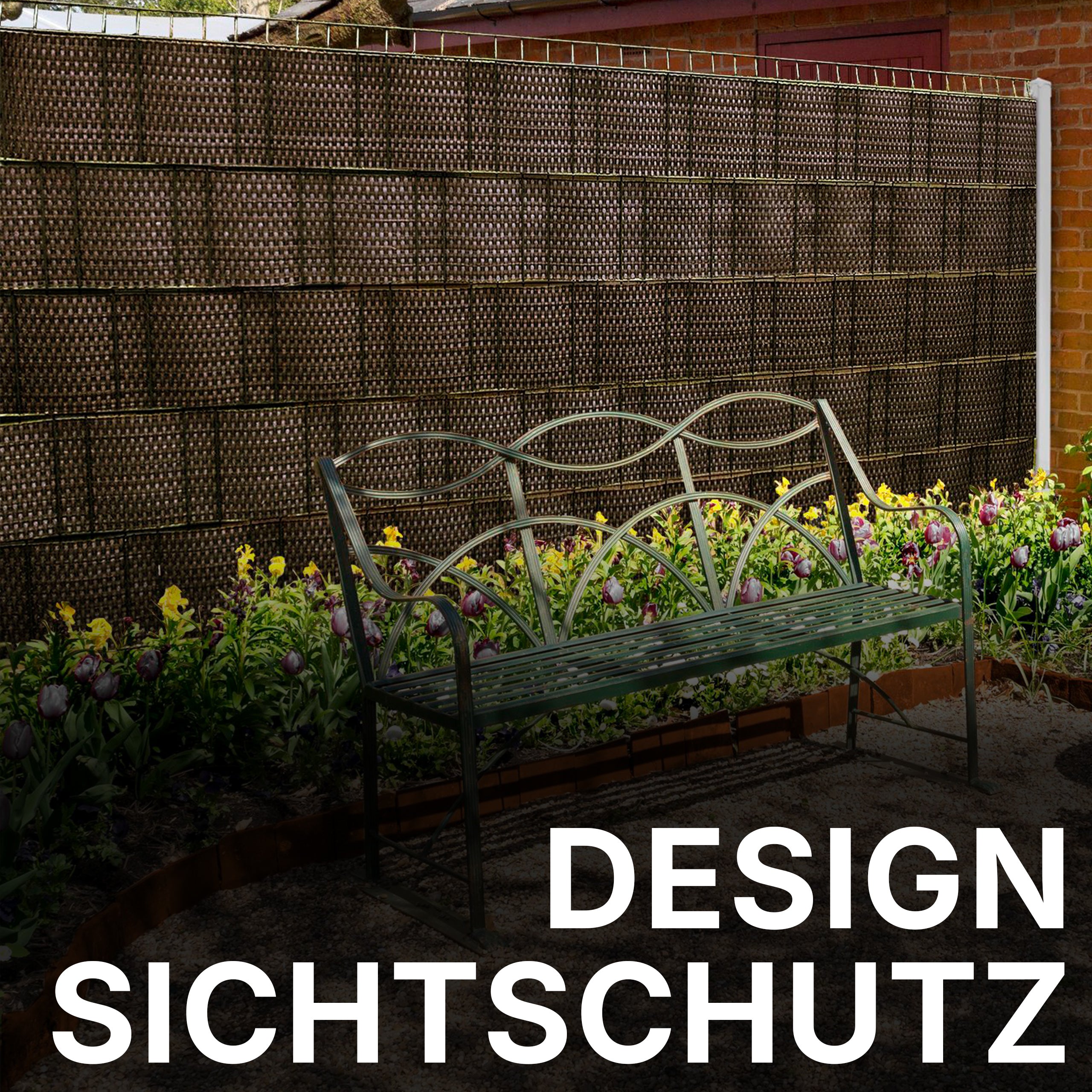 Sichtschutzstreifen aus Rattan für Doppelstabmattenzaun