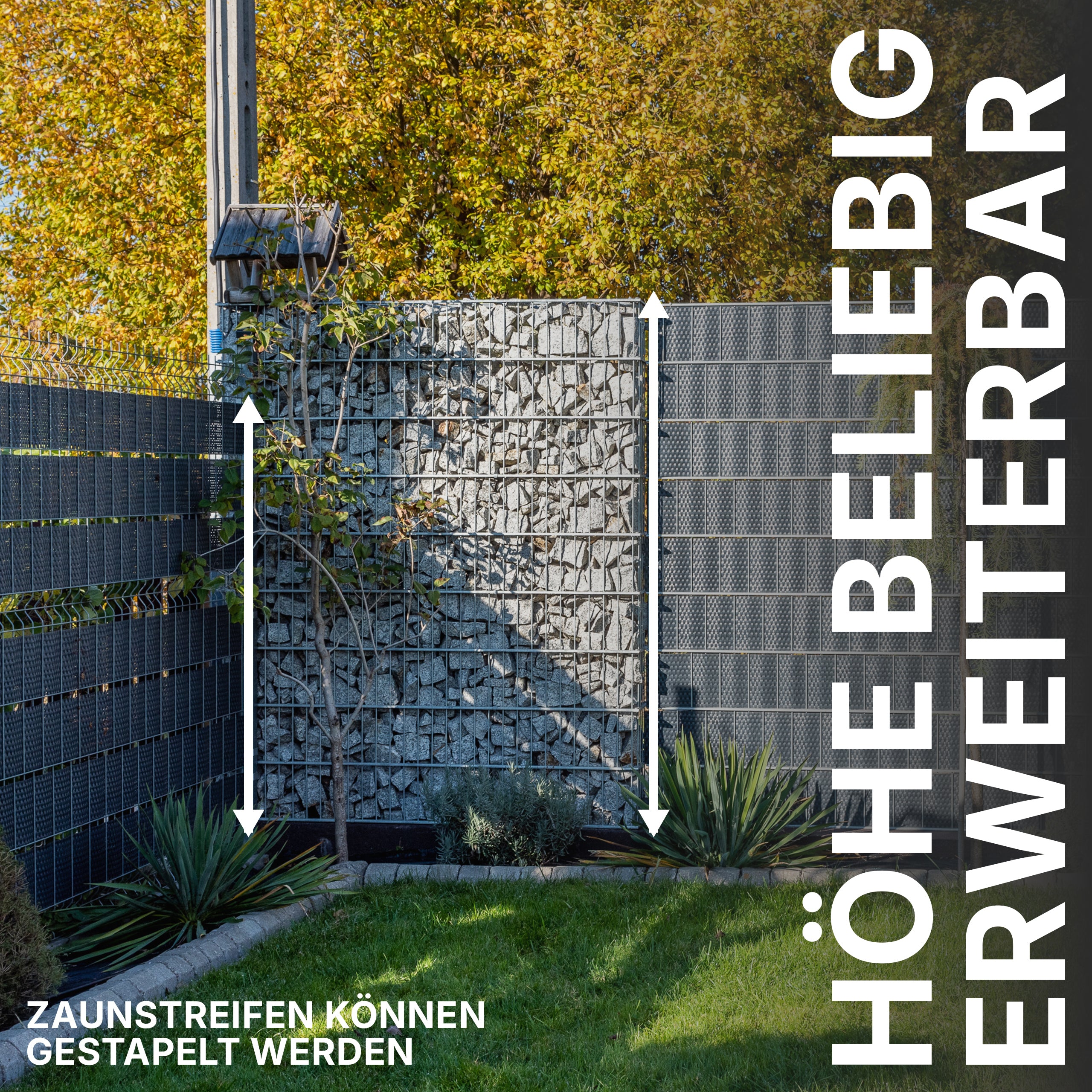 Sichtschutzstreifen aus Rattan für Doppelstabmattenzaun