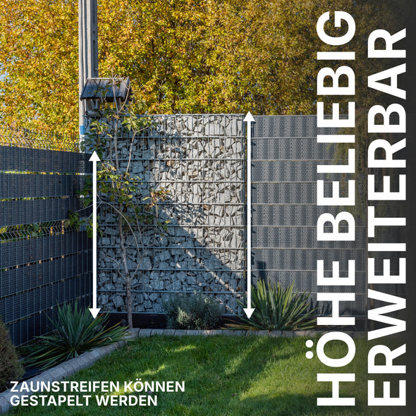 Sichtschutzstreifen aus Rattan für Doppelstabmattenzaun